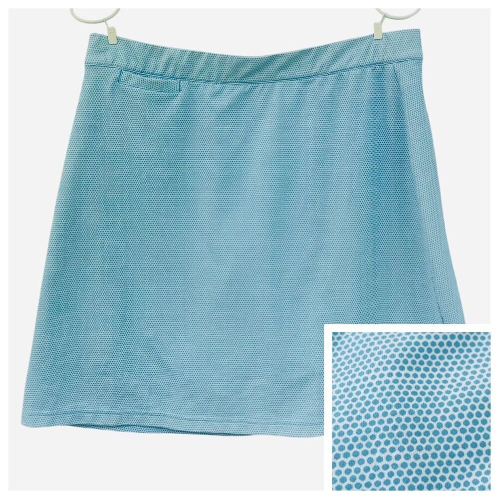 Peter Millar Blue Polka Dot Golf Skort Size M Built-In Shorts UPF 50+ Wicking Pe